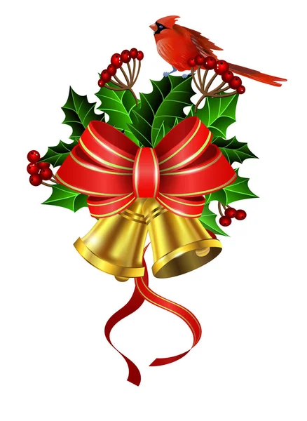Χριστουγεννιάτικη διακόσμηση με φιόγκο — Διανυσματικό Αρχείο