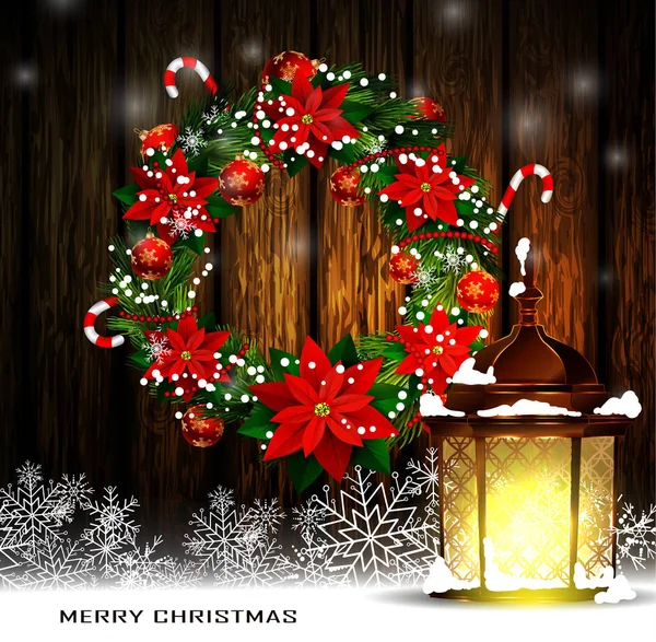 Décoration de Noël avec lampadaires — Image vectorielle