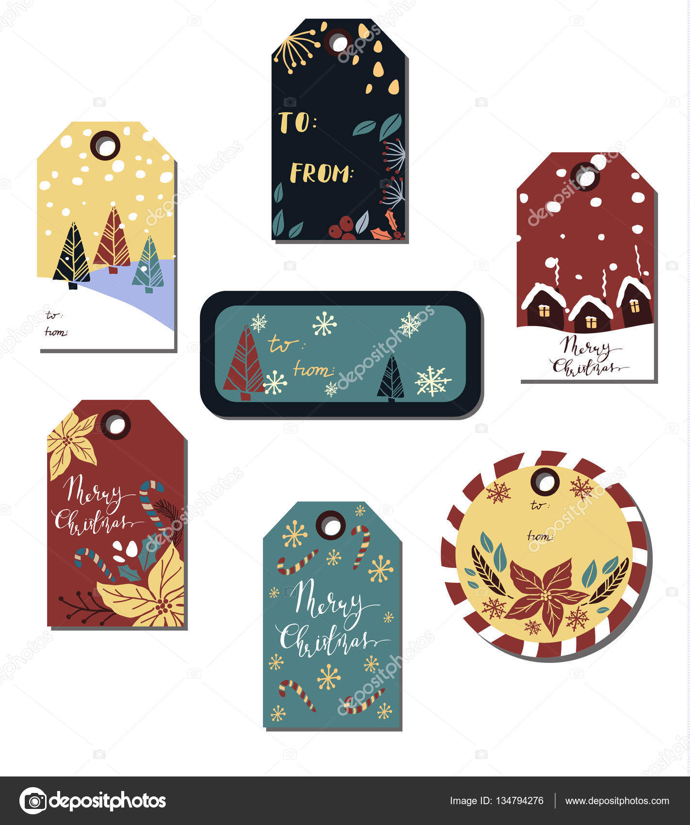 Christmas gift tags set Stock Vector by ©bastinda18 134794276