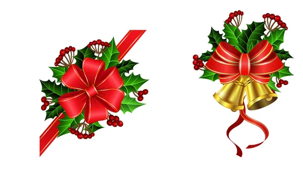 Christmas decoration with bow — Stock Vector