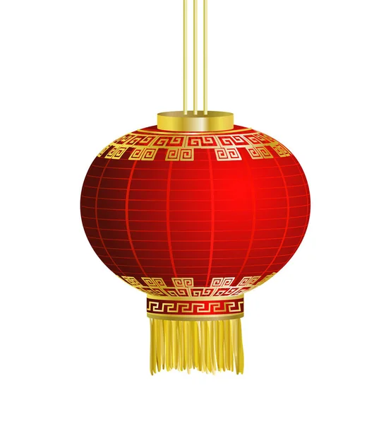 Lanterna de papel tradicional chinês vermelho — Vetor de Stock