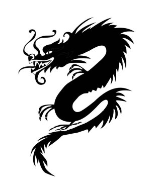 Bir Dragon Çin'den siyah kağıt kesme