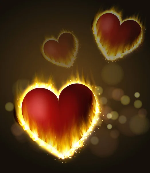 Flame heart son the dark — Stock Vector