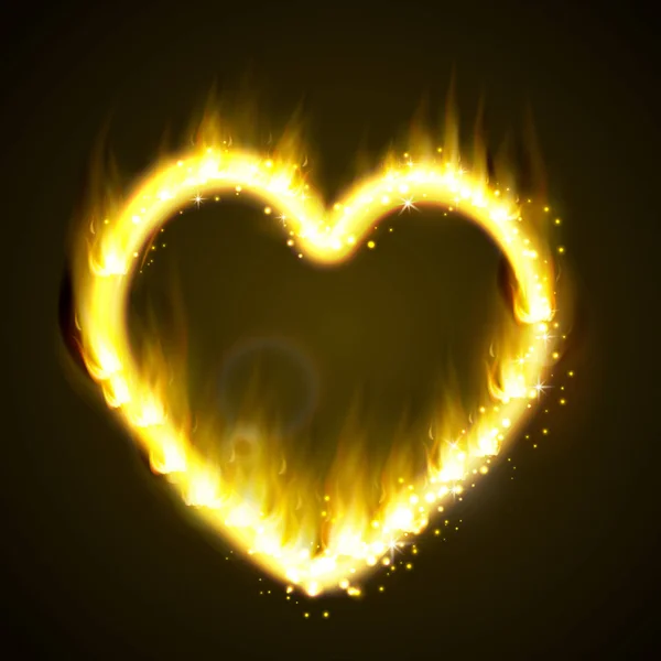 Coeur de flamme sur l'obscurité — Image vectorielle