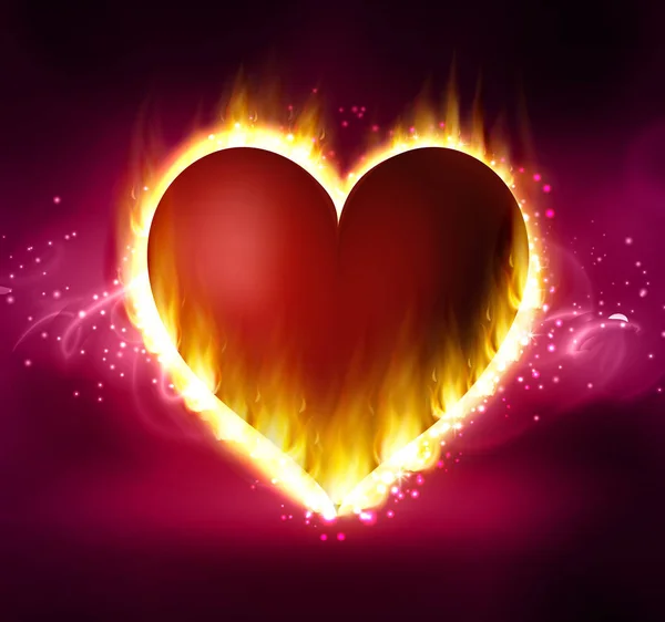 Coeur de flamme sur l'obscurité — Image vectorielle