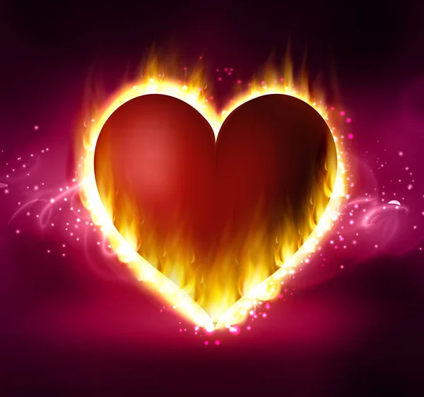 Flame heart on the dark — Stock Vector