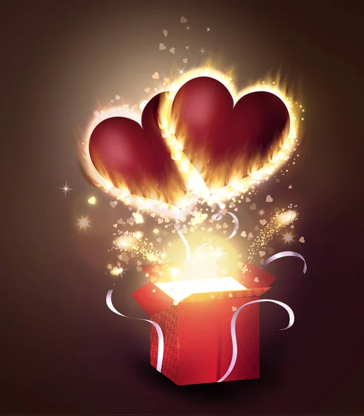 Boîte avec coeur dans un style rétro — Image vectorielle