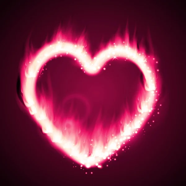 Flamme hjerte i mørket – Stock-vektor