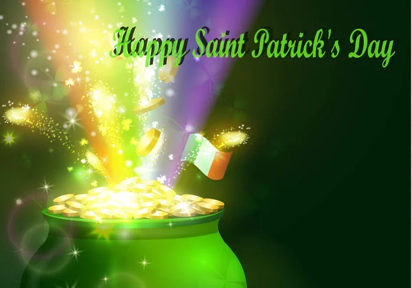 St. Patrick s Dia símbolo pote verde — Vetor de Stock
