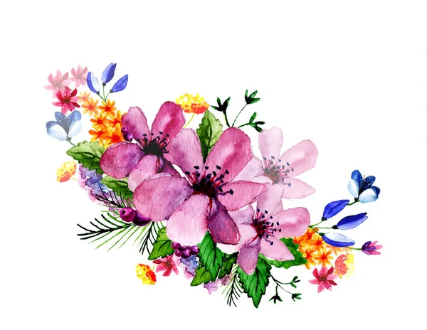 Handbemaltes Aquarell Vektor Blumenstrauß — Stockvektor