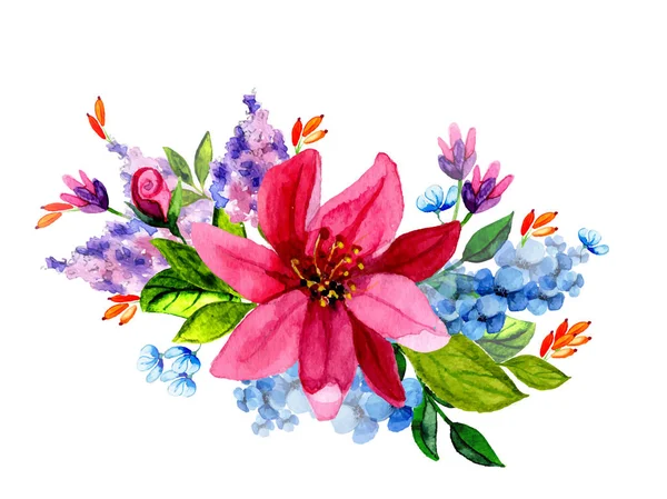Handbemaltes Aquarell Vektor Blumenstrauß — Stockvektor