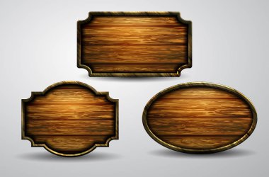 Ahşap işaretler, vektör Icon set