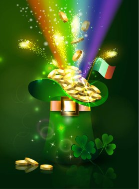 Gökkuşağı ile St Patricks günü yeşil şapka