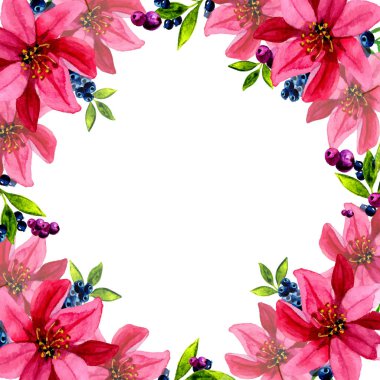 Suluboya çiçek gül çelenk