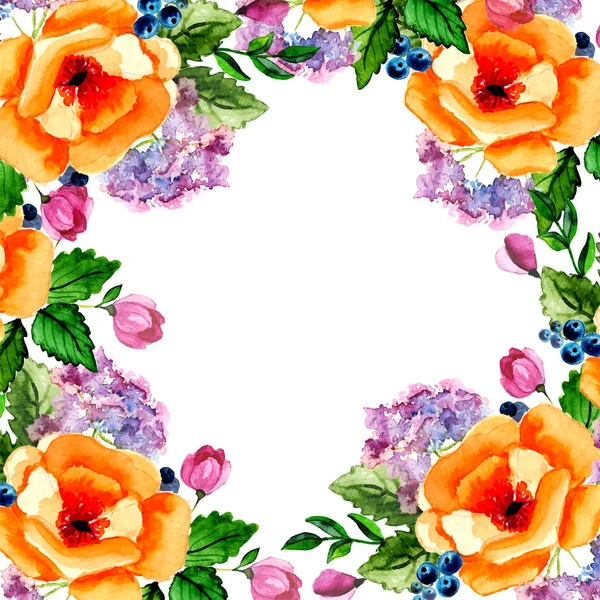 水彩花卉玫瑰花圈 — 图库矢量图片