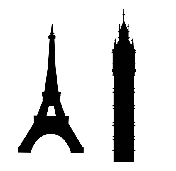 Big Ben y la Torre Eiffel — Vector de stock