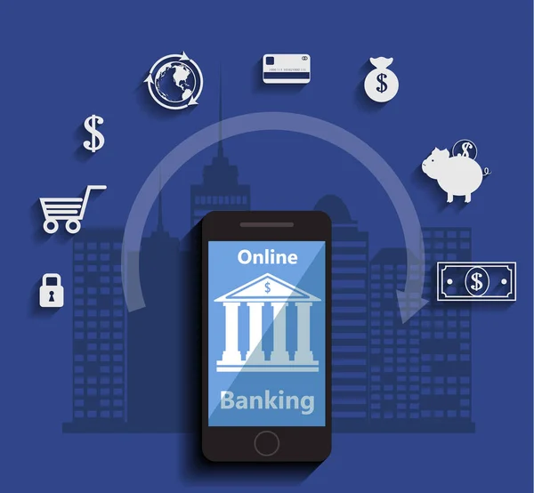 Концепция мобильного банкинга и онлайн-платежей — стоковый вектор