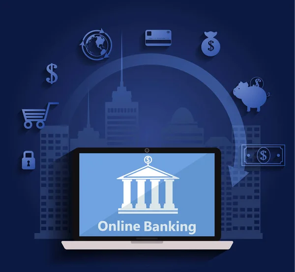 Koncept för mobila banktjänster och online-betalning — Stock vektor
