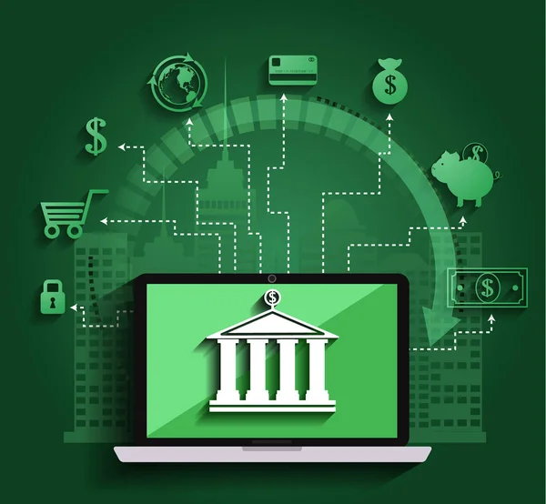 Concepto de banca móvil y pago en línea — Vector de stock