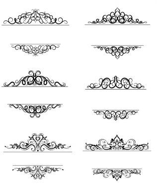 Vintage vektör girdap çerçeve kümesi