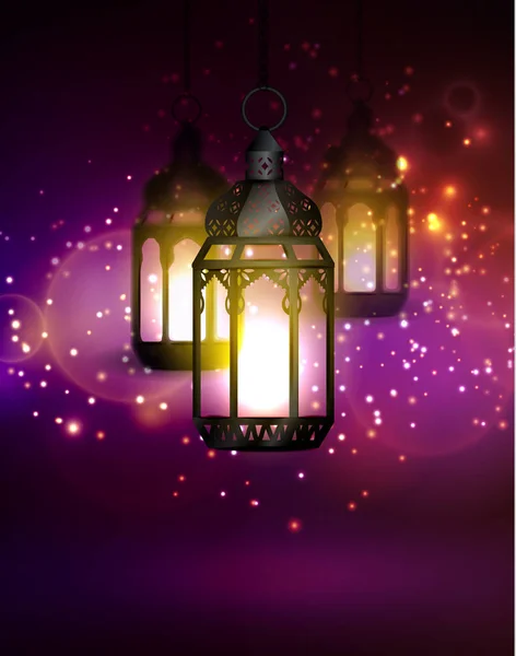 Lampade arabe intricate con luci — Vettoriale Stock