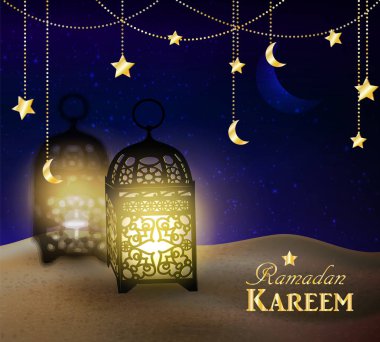 gece gökyüzü, çölde fenerler standı