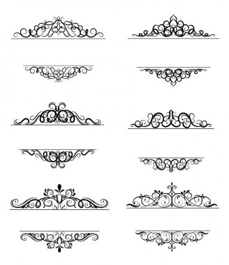 Vintage vektör girdap çerçeve kümesi