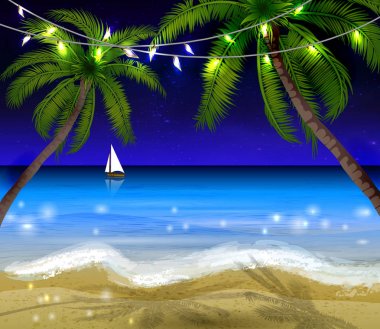 Geceleri palmiye ağaçları