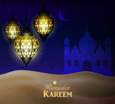 fenerler gece gökyüzüne çölde asılı