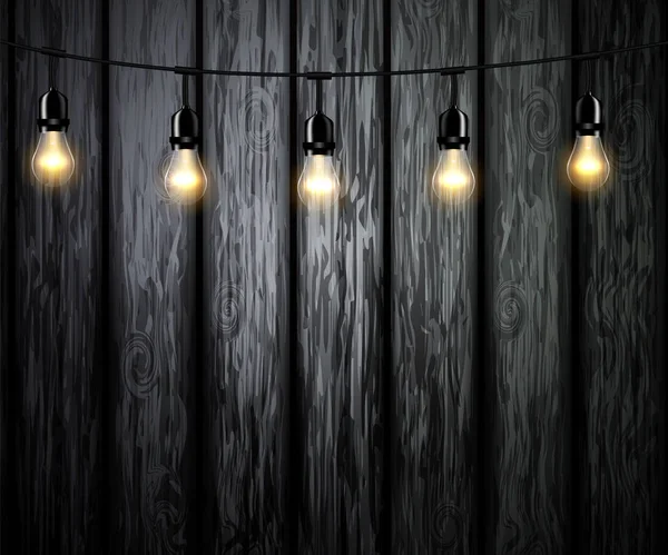 Glödlampor med glödande ljus — Stock vektor