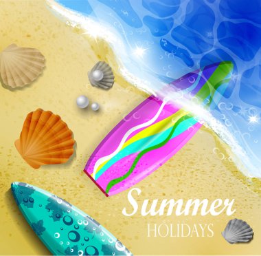 Renkli yaz tasarım sörf