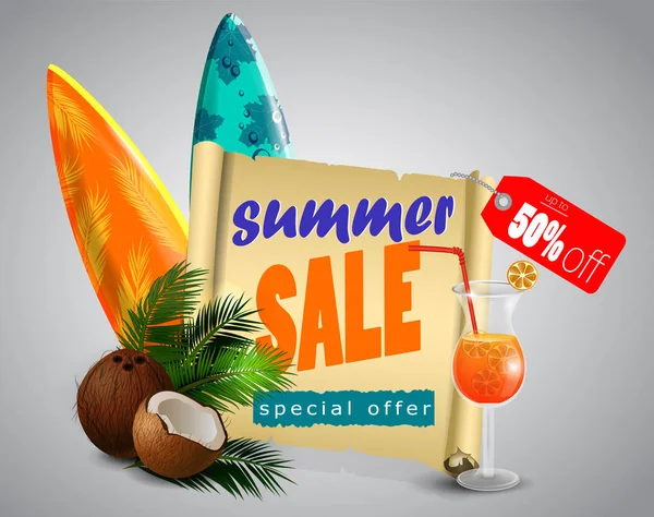 Banner de venda de verão compras online — Vetor de Stock