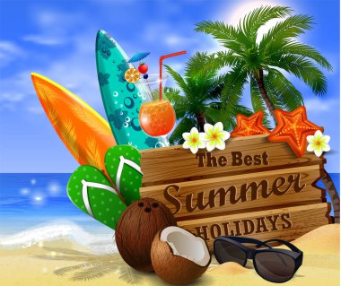 ahşap tahta tropikal arka plan üzerinde