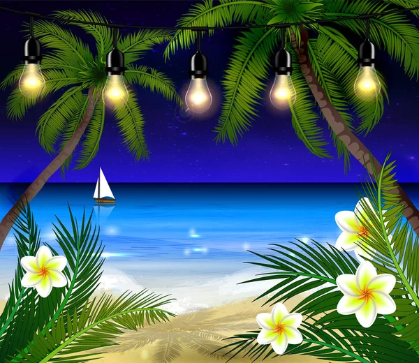 Palmiers la nuit — Image vectorielle