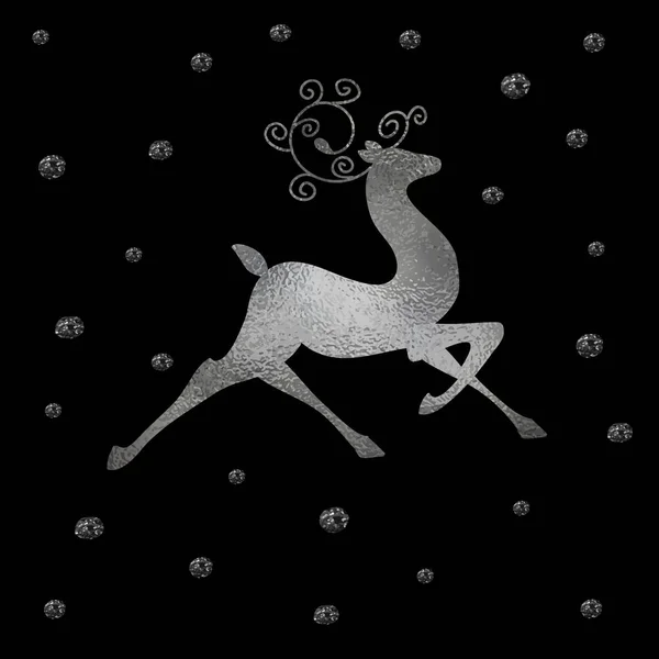Silhouette di renna foglio di Natale — Vettoriale Stock