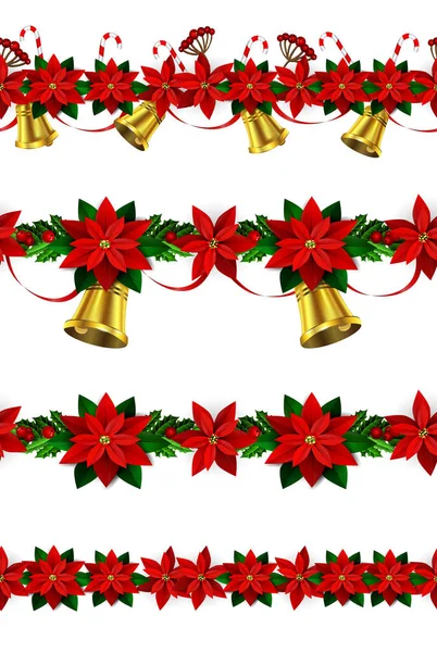 Set of n Seamless Christmas borders — Stock Vector