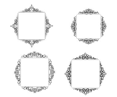 Vintage vektör girdap çerçeve kümesi