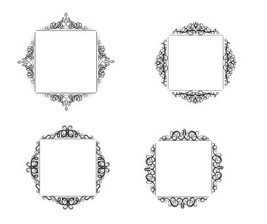 Vintage vektör girdap çerçeve kümesi