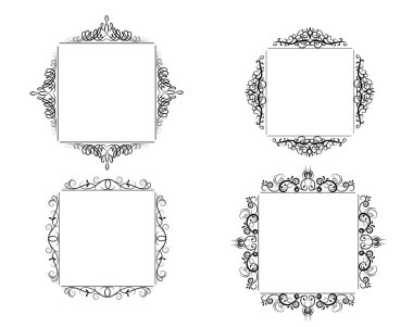 Vintage vektör girdap çerçeve kümesi