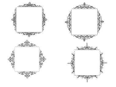 Vintage vektör girdap çerçeve kümesi