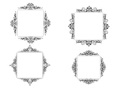 Vintage vektör girdap çerçeve kümesi