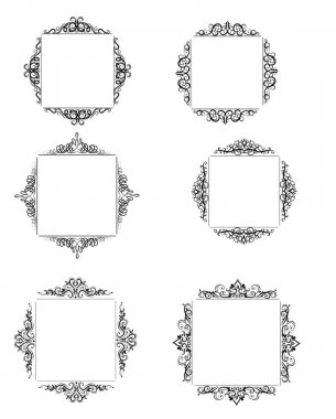 Vintage vektör girdap çerçeve kümesi