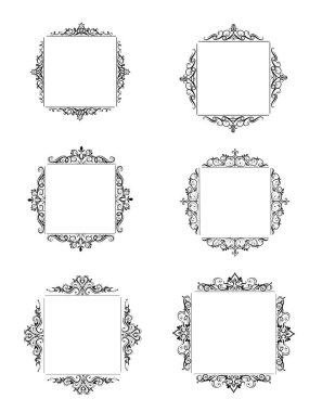 Vintage vektör girdap çerçeve kümesi