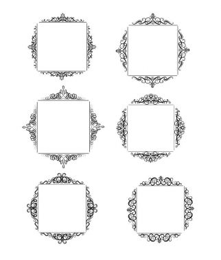 Vintage vektör girdap çerçeve kümesi