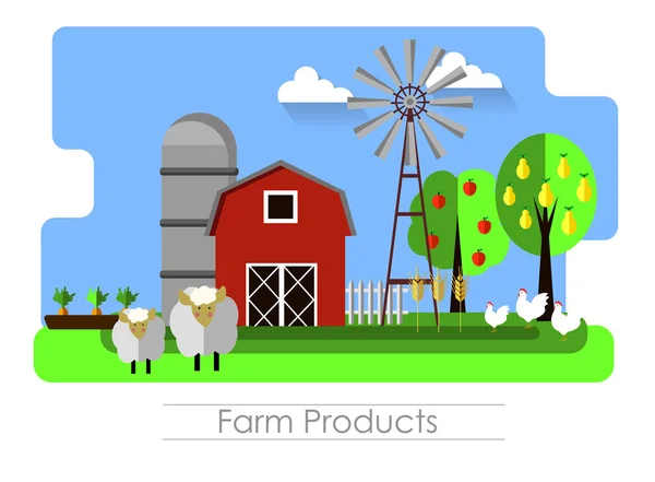 Farming background with barn — Stock Vector