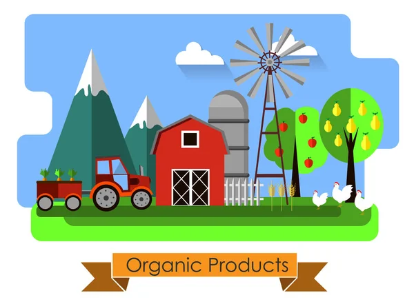 Farming background with barn — Stock Vector