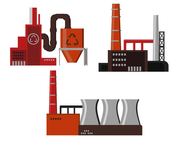 Industriële fabriek gebouwen pictogram — Stockvector