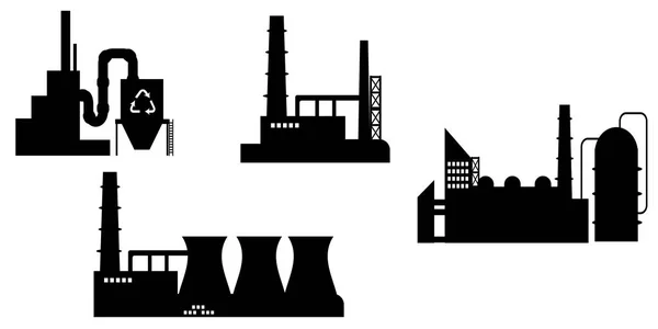 Set van industrie pictogram silhouetten — Stockvector