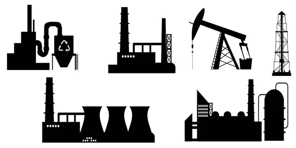 Set van industrie pictogram silhouetten — Stockvector