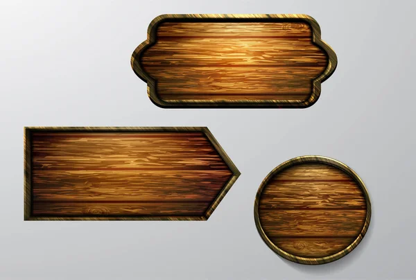 Drewniane znaki, wektor zestaw ikon — Wektor stockowy